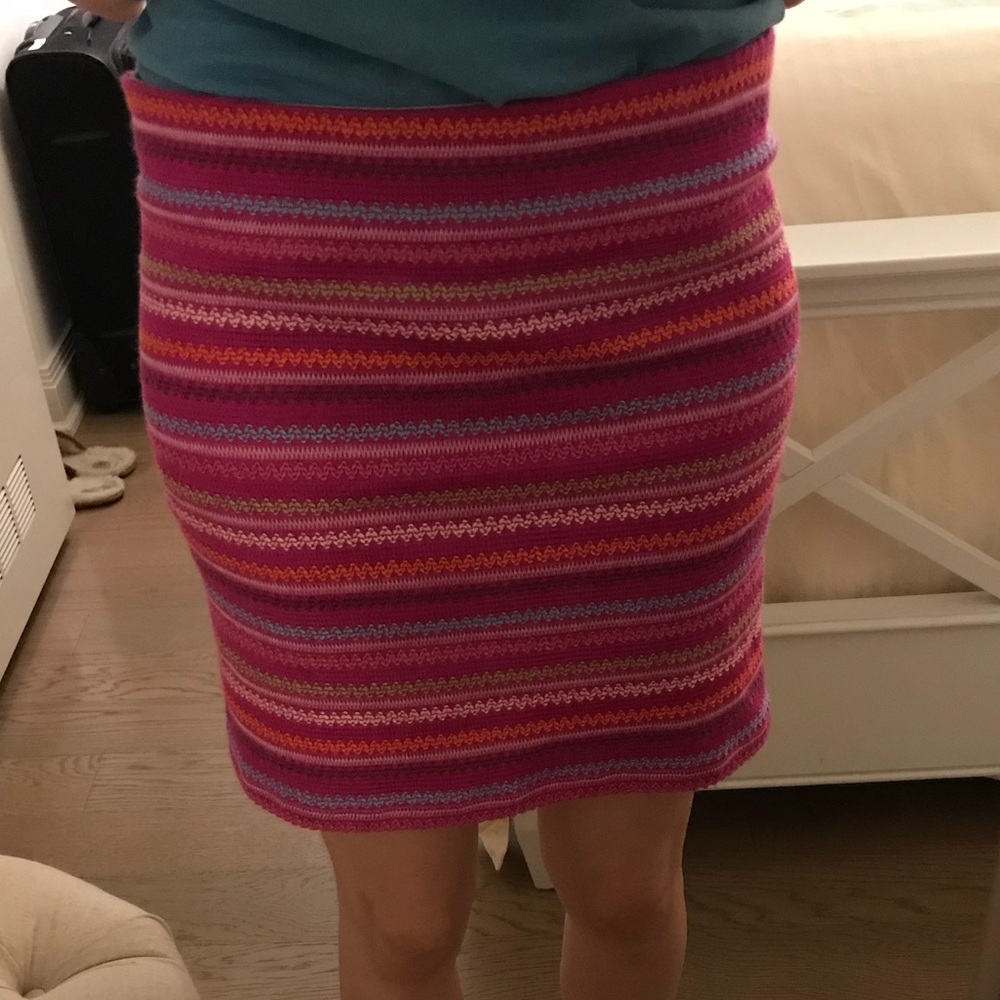 Pink multi-colored striped skirt